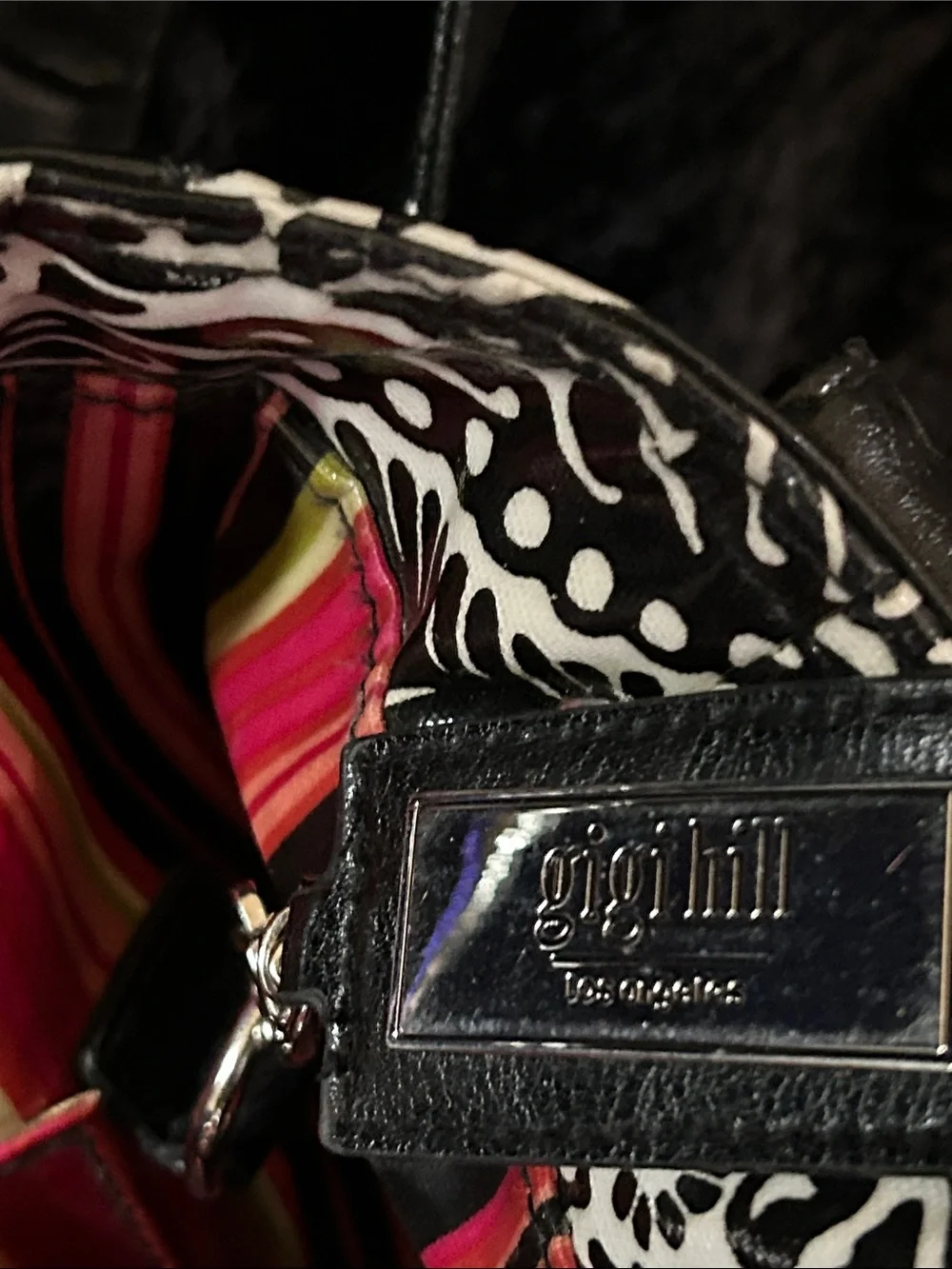 Gigi Hill Black & White Paisley-Print Backpack with Front Pockets
